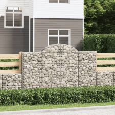 vidaXL 7 db íves horganyzott vas gabion kosár 200x50x120/140 cm kerti tárolás