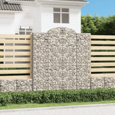 vidaXL 7 db íves horganyzott vas gabion kosár 200x50x220/240 cm kerti dekoráció