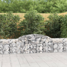 vidaXL 7 db íves horganyzott vas gabion kosár 300x30x60/80 cm kerti dekoráció