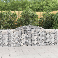vidaXL 7 db íves horganyzott vas gabion kosár 300x30x80/100 cm kerti dekoráció