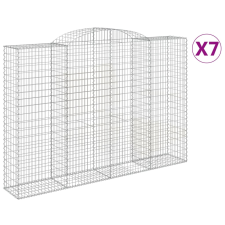 vidaXL 7 db íves horganyzott vas gabion kosár 300x50x200/220 cm (3146796) kerti tárolás