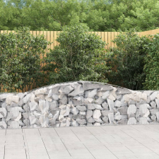 vidaXL 7 db íves horganyzott vas gabion kosár 400x30x60/80 cm kerti dekoráció