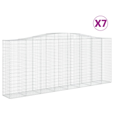 vidaXL 7 db íves horganyzott vas gabion kosár 400x50x160/180 cm (3146000) kerti tárolás