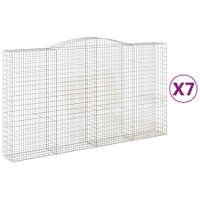 vidaXL 7 db íves horganyzott vas gabion kosár 400x50x220/240 cm (3147079) kerti tárolás