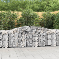 vidaXL 7 db íves horganyzott vas gabion kosár 400x50x80/100 cm kerti tárolás