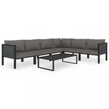 vidaXL 7 részes antracitszürke kerti polyrattan ülőgarnitúra párnákkal kerti bútor
