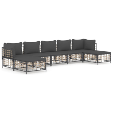 vidaXL 7-részes antracitszürke polyrattan kerti ülőgarnitúra párnákkal (3186783) kerti bútor