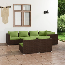 vidaXL 7-részes barna polyrattan kerti bútorszett párnákkal kerti bútor