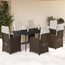 vidaXL 7-részes barna polyrattan kerti étkezőgarnitúra párnával kerti bútor