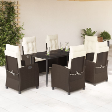 vidaXL 7-részes barna polyrattan kerti étkezőgarnitúra párnával kerti bútor