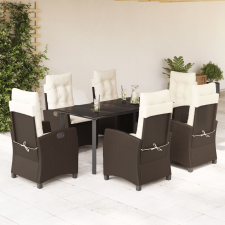 vidaXL 7-részes barna polyrattan kerti étkezőgarnitúra párnával kerti bútor