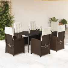 vidaXL 7-részes barna polyrattan kerti étkezőgarnitúra párnával kerti bútor