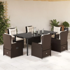 vidaXL 7 részes barna polyrattan kerti étkezőgarnitúra párnával kerti bútor