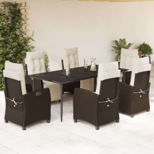 vidaXL 7-részes barna polyrattan kerti étkezőgarnitúra párnával kerti bútor