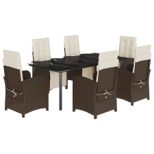 vidaXL 7-részes barna polyrattan kerti étkezőgarnitúra párnával (3212554) kerti bútor