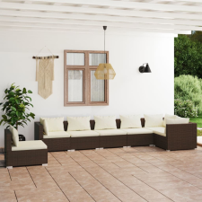 vidaXL 7-részes barna polyrattan kerti ülőgarnitúra párnákkal kerti bútor