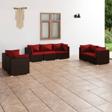 vidaXL 7 részes barna polyrattan kerti ülőgarnitúra párnákkal kerti bútor