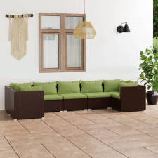 vidaXL 7-részes barna polyrattan kerti ülőgarnitúra párnákkal kerti bútor