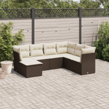 vidaXL 7 részes barna polyrattan kerti ülőgarnitúra párnákkal kerti bútor