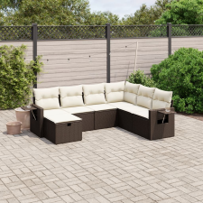 vidaXL 7 részes barna polyrattan kerti ülőgarnitúra párnákkal kerti bútor