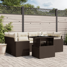 vidaXL 7 részes barna polyrattan kerti ülőgarnitúra párnákkal kerti bútor