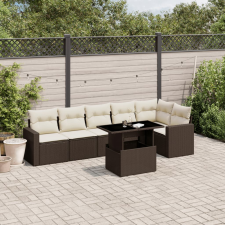 vidaXL 7 részes barna polyrattan kerti ülőgarnitúra párnákkal kerti bútor