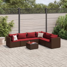 vidaXL 7 részes barna polyrattan kerti ülőgarnitúra párnákkal kerti bútor