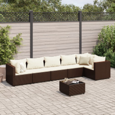 vidaXL 7 részes barna polyrattan kerti ülőgarnitúra párnákkal kerti bútor