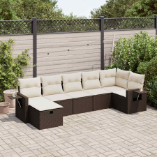 vidaXL 7 részes barna polyrattan kerti ülőgarnitúra párnákkal kerti bútor