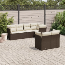 vidaXL 7 részes barna polyrattan kerti ülőgarnitúra párnákkal kerti bútor