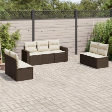 vidaXL 7 részes barna polyrattan kerti ülőgarnitúra párnákkal kerti bútor