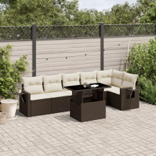vidaXL 7 részes barna polyrattan kerti ülőgarnitúra párnákkal kerti bútor