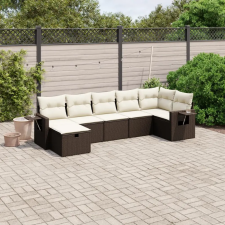 vidaXL 7-részes barna polyrattan kerti ülőgarnitúra párnákkal kerti bútor