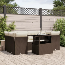 vidaXL 7 részes barna polyrattan kerti ülőgarnitúra párnákkal kerti bútor