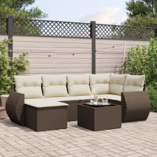 vidaXL 7 részes barna polyrattan kerti ülőgarnitúra párnákkal kerti bútor