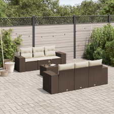 vidaXL 7 részes barna polyrattan kerti ülőgarnitúra párnákkal kerti bútor