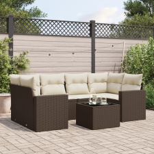 vidaXL 7 részes barna polyrattan kerti ülőgarnitúra párnákkal kerti bútor