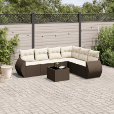 vidaXL 7 részes barna polyrattan kerti ülőgarnitúra párnákkal kerti bútor