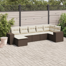vidaXL 7 részes barna polyrattan kerti ülőgarnitúra párnákkal kerti bútor