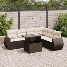 vidaXL 7 részes barna polyrattan kerti ülőgarnitúra párnákkal kerti bútor