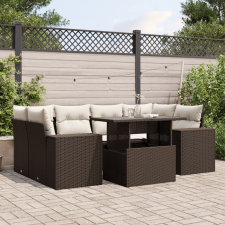 vidaXL 7 részes barna polyrattan kerti ülőgarnitúra párnákkal kerti bútor