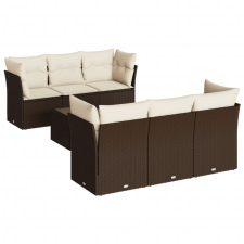 vidaXL 7 részes barna polyrattan kerti ülőgarnitúra párnákkal (3217263) kerti bútor