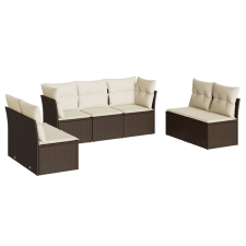 vidaXL 7 részes barna polyrattan kerti ülőgarnitúra párnákkal (3217413) kerti bútor