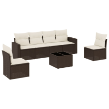 vidaXL 7 részes barna polyrattan kerti ülőgarnitúra párnákkal (3218813) kerti bútor
