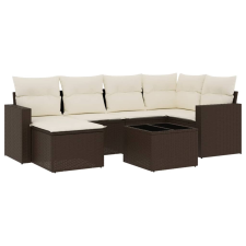 vidaXL 7 részes barna polyrattan kerti ülőgarnitúra párnákkal (3219263) kerti bútor