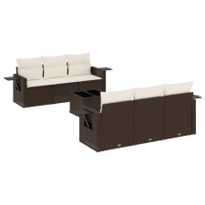 vidaXL 7 részes barna polyrattan kerti ülőgarnitúra párnákkal (3219912) kerti bútor