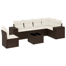 vidaXL 7 részes barna polyrattan kerti ülőgarnitúra párnákkal (3222642) kerti bútor