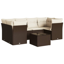 vidaXL 7 részes barna polyrattan kerti ülőgarnitúra párnákkal (3249112) kerti bútor