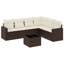 vidaXL 7 részes barna polyrattan kerti ülőgarnitúra párnákkal (3251360) kerti bútor