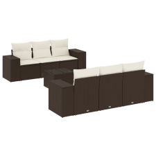 vidaXL 7 részes barna polyrattan kerti ülőgarnitúra párnákkal (3254650) kerti bútor